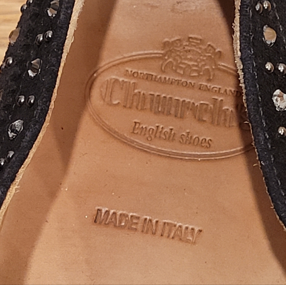 CHURCH'S BURWOOD MET STUDDED  BLACK SUEDE BROGUES LACE UP SHOES - Picture 12 of 13